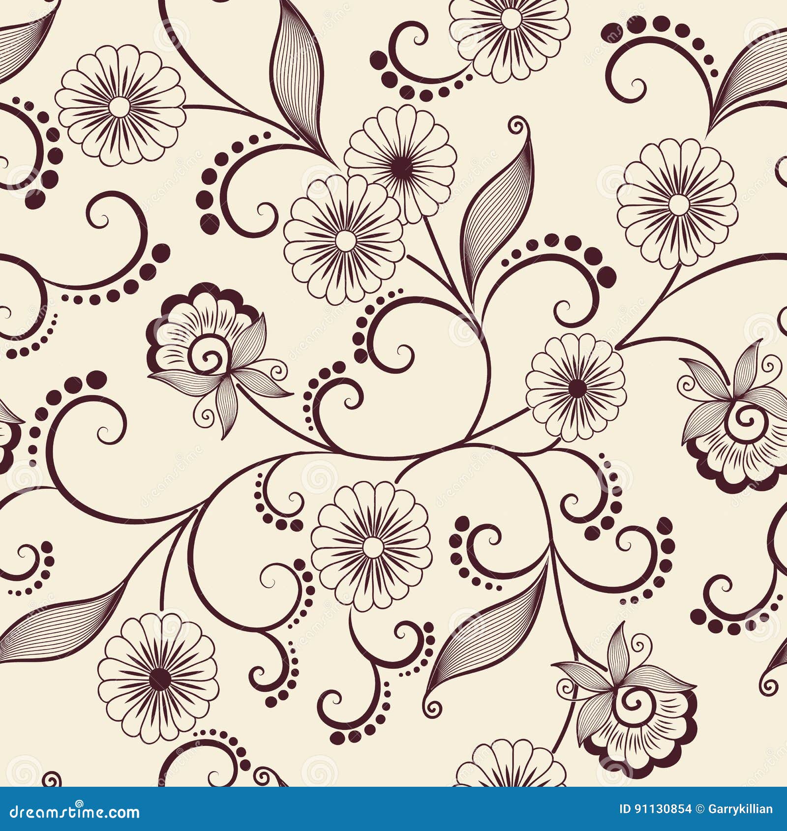 Vector Flower Seamless Pattern Element. Elegant Texture for Backgrounds
