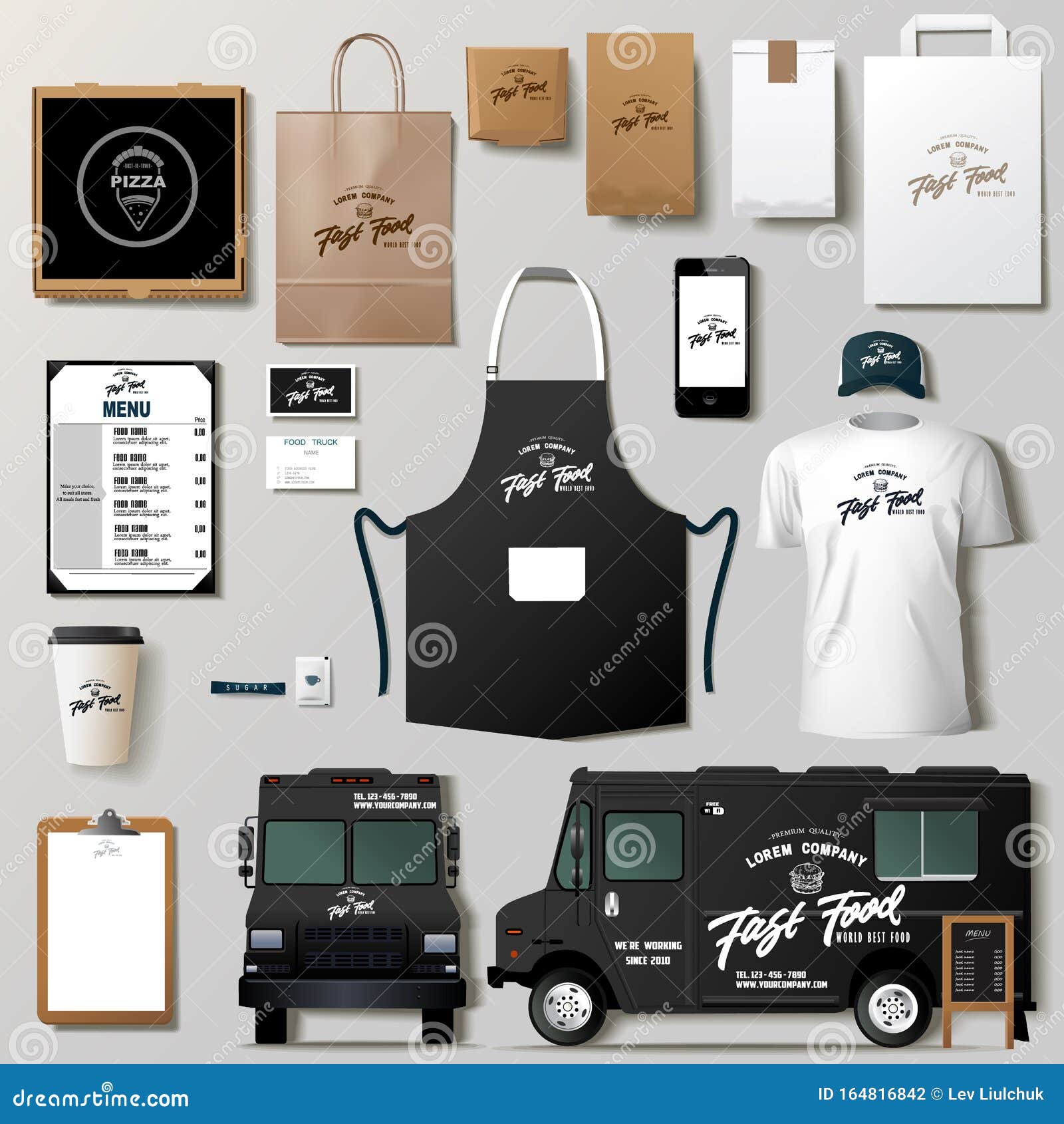 Download Vector Food Truck Corporate Identity Template Design Set Stock Illustration Illustration Of Design Application 164816842