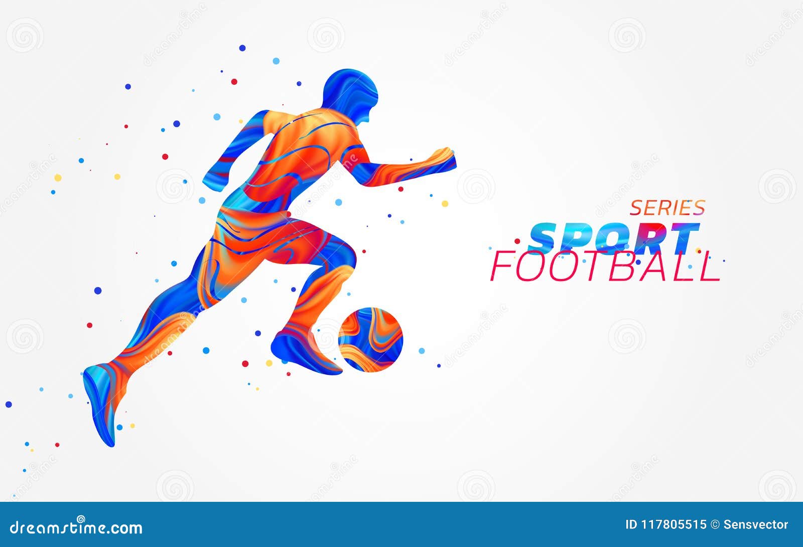 Vector Football Player with Colorful Spots Isolated on White Background.  Liquid Design with Colored Paintbrush Stock Vector - Illustration of  design, color: 117805515