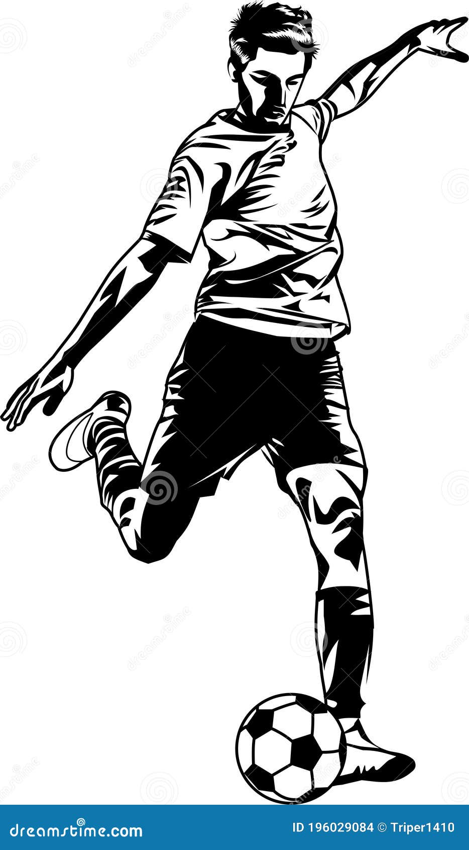 Vector - Football Player with Soccer Ball Stock Photo - Illustration of  football, motion: 196029084