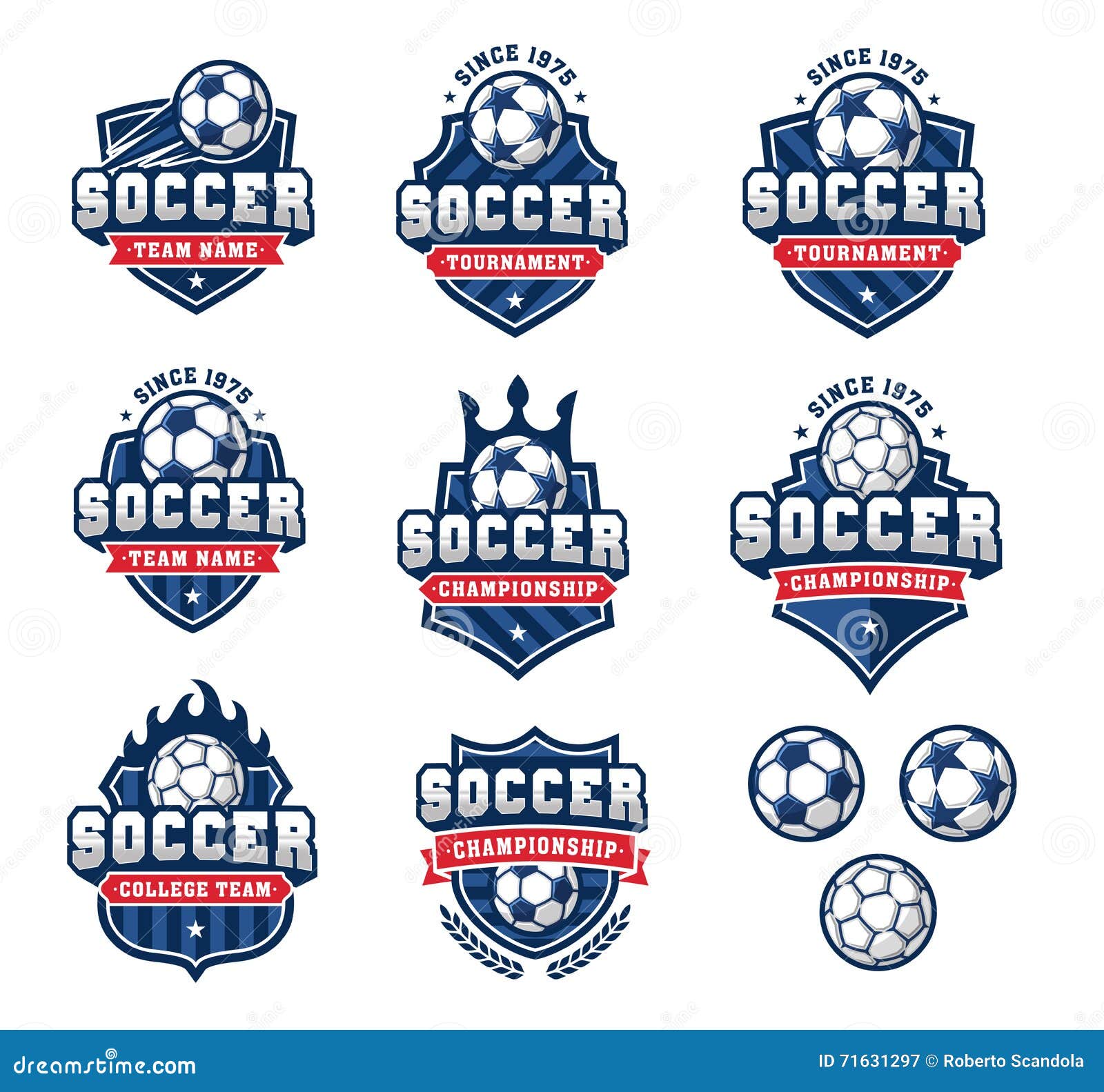 Vector Football Or Soccer Logos Set 2 Stock Illustration - Image: 71631297