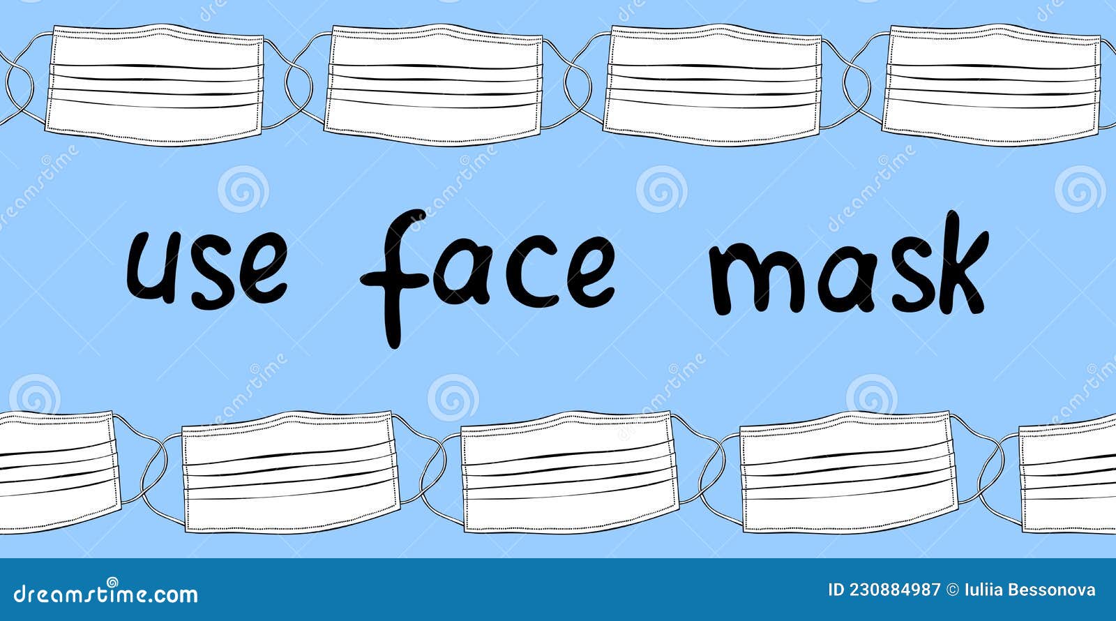 Vector Frame, Backdrop with Medical Face Masks with Lettering