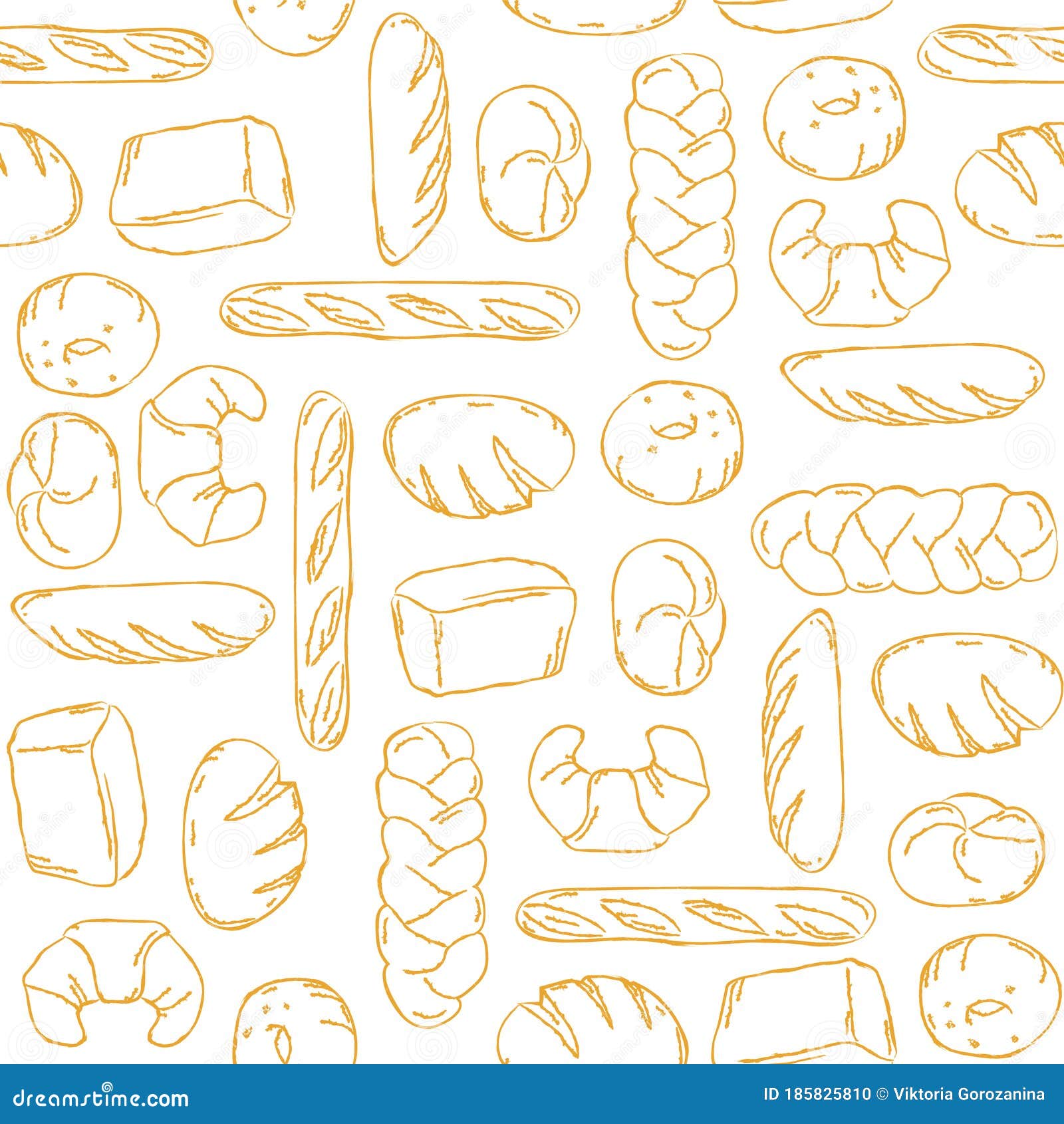 Vector. Fresh Bake Bread Seamless Pattern. Bakery Texture Print