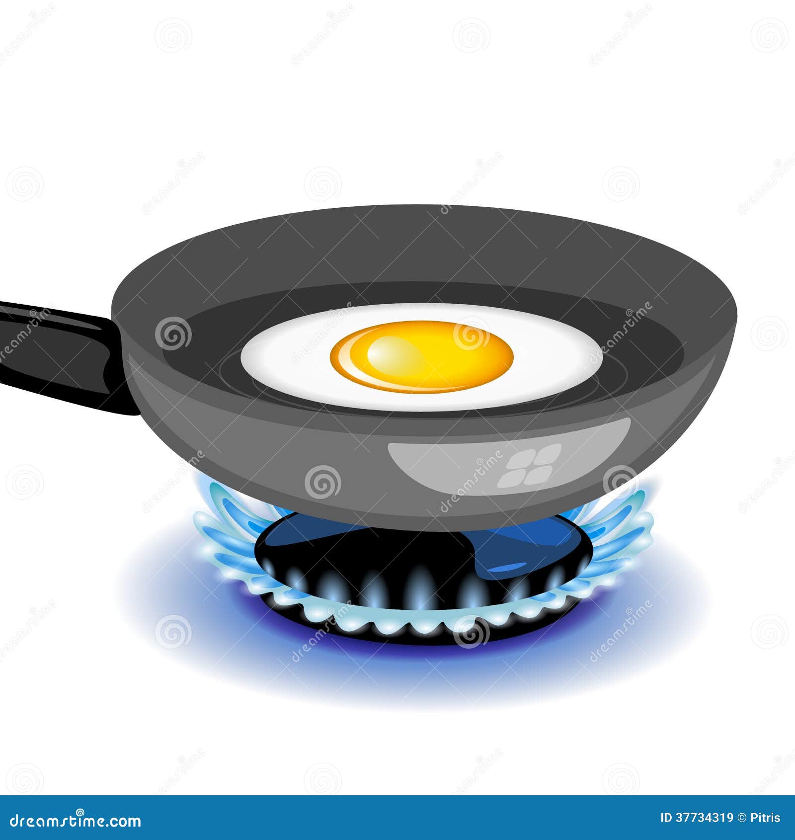 Vector Fried Egg on a Frying Pan Stock Vector Illustration of dish