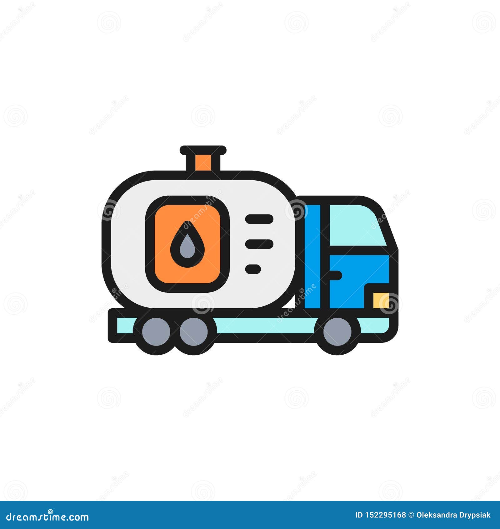 Vector Fuel Truck, Car with Oil Tank, Water Transfer Flat Color Line Icon. Stock  Vector - Illustration of energy, isolated: 152295168