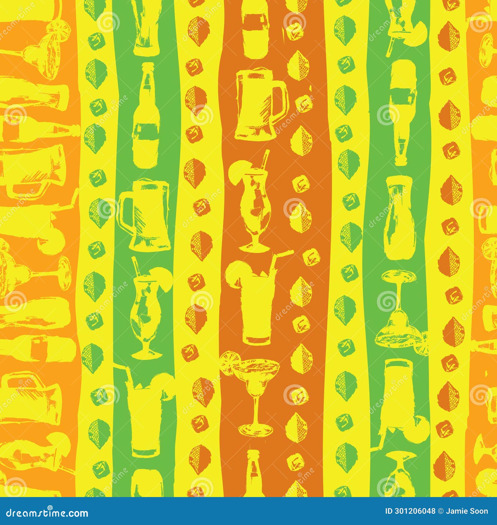 Vector Fun Cocktails Alcoholic Drinks Paint Grunge Silhouette Vertical