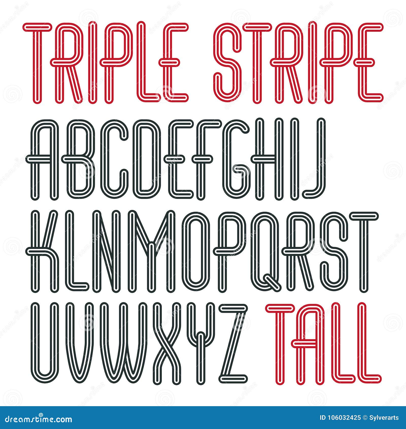 Vector Funky Capital English Alphabet Letters Collection Cool Condensed  Font Script From A To Z Can Be Used In Poster Art Created Using Triple  Stripy Parallel Lines Stock Illustration - Download Image