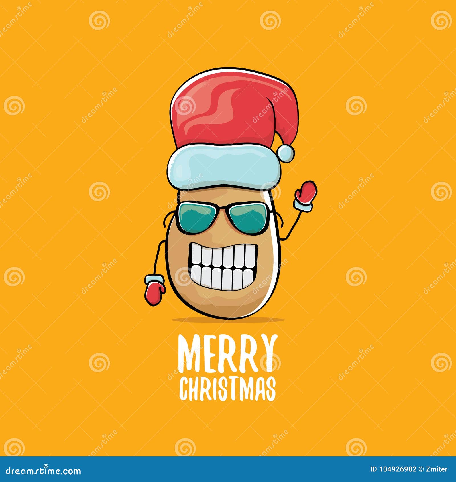 Vector Funky Comic Cartoon Cute Brown Smiling Santa Claus