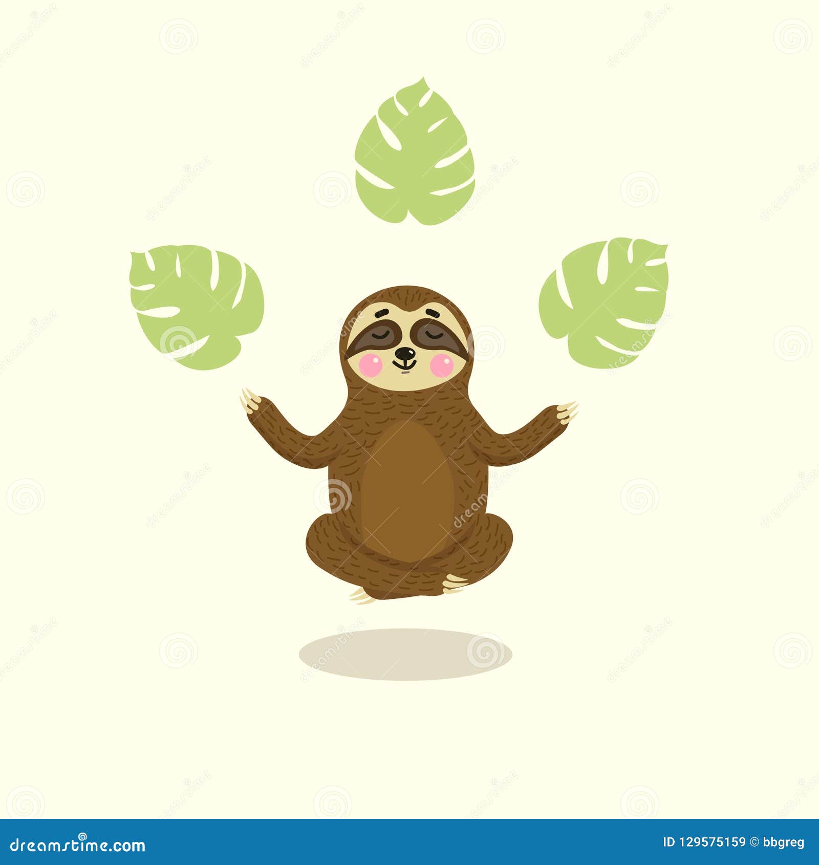 Download Vector Funny Cartoon Sloth Sitting In Yoga Pose And ...