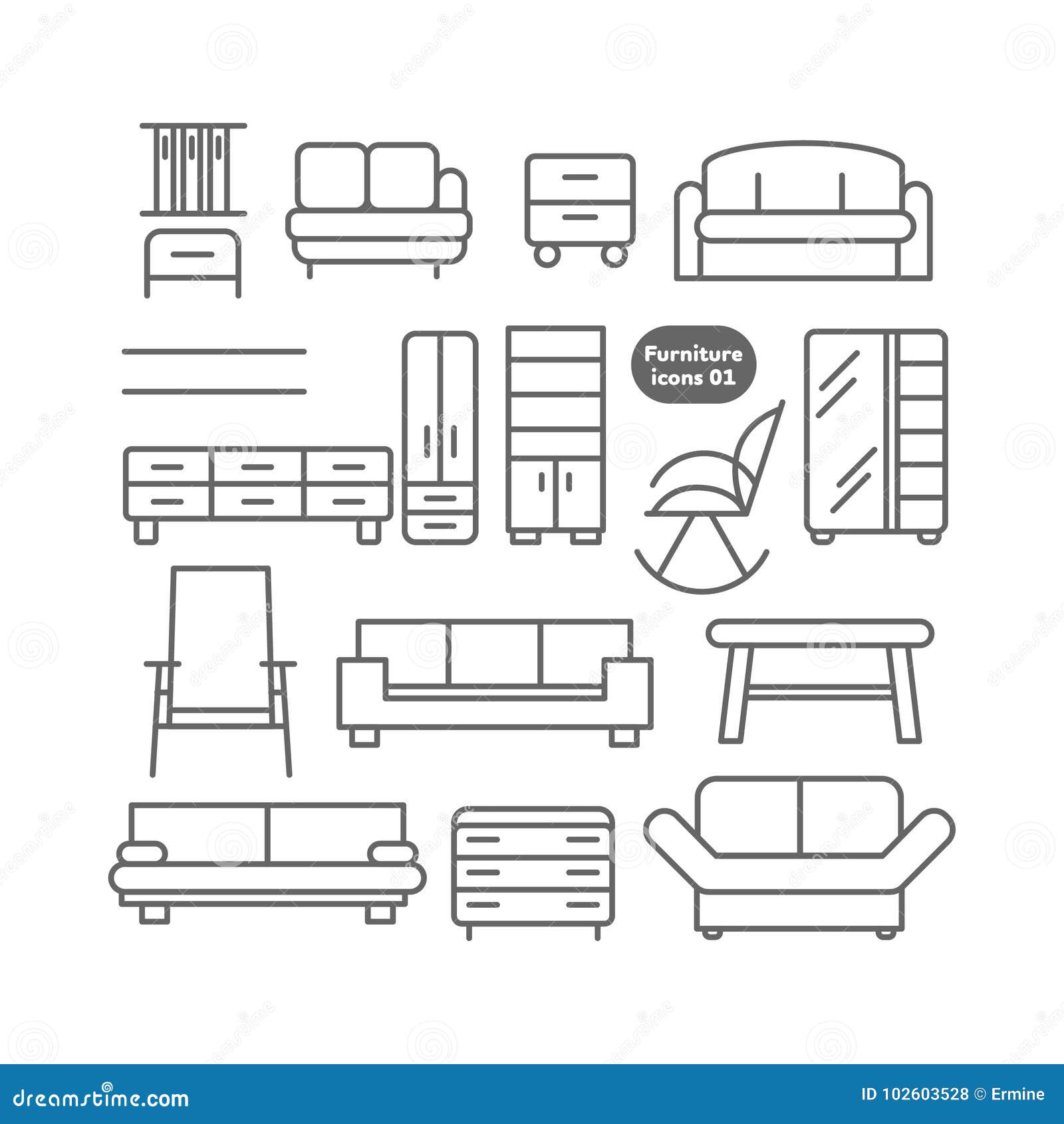  furniture icons set