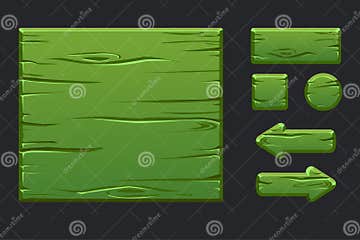 Vector Game Ui Kit. Template Green Wooden Menu of Graphical User ...