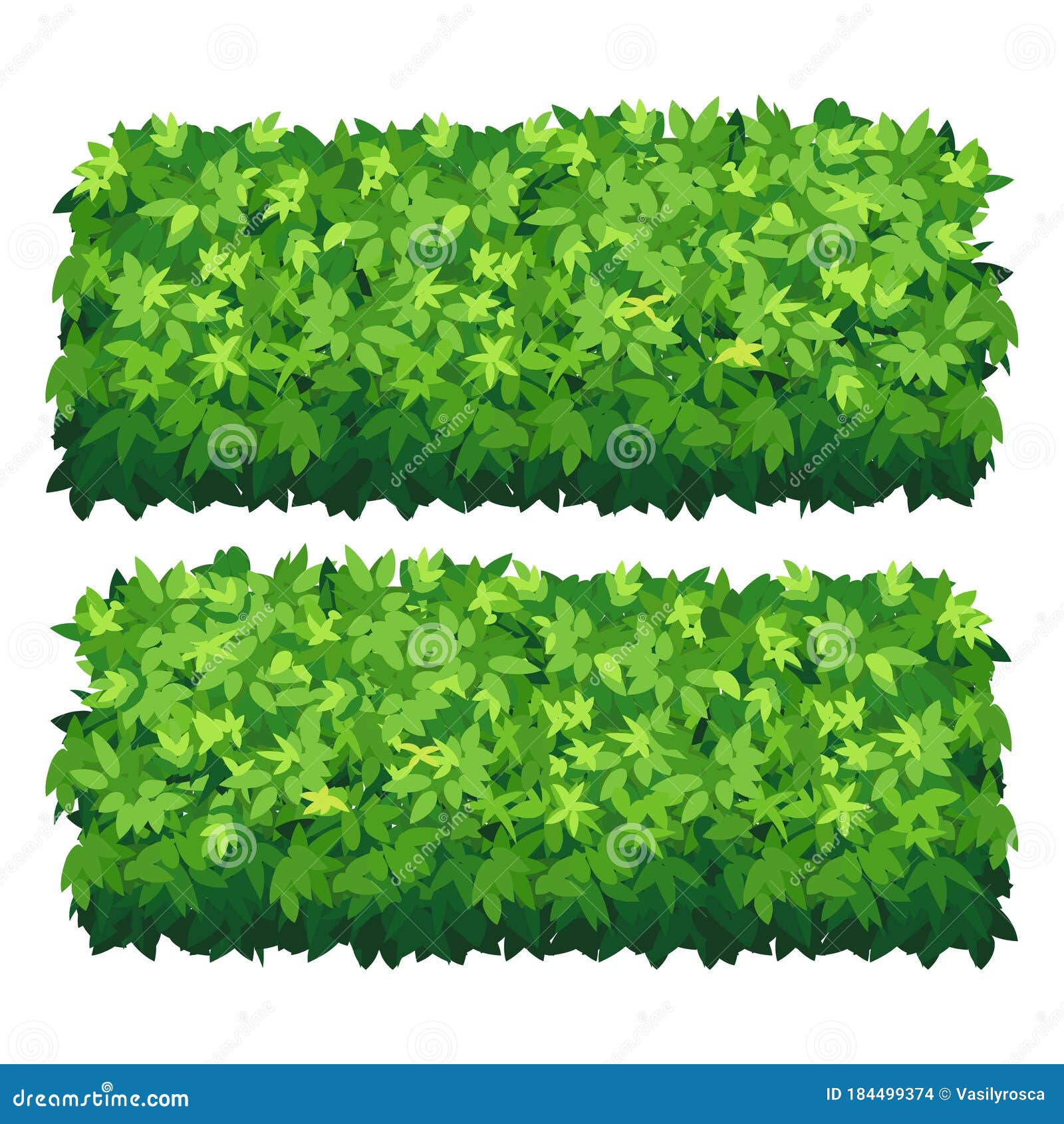 Vector Garden Bush Isolated Shrub Hedge. Green Bush Cartoon Grass