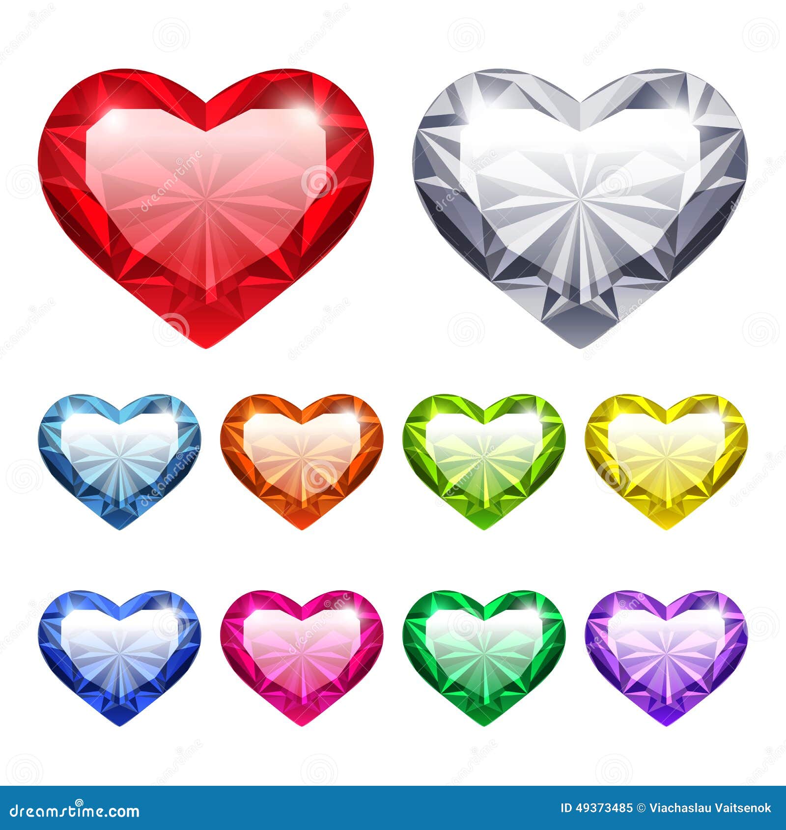 Download Vector Gem Hearts Set stock vector. Illustration of ...