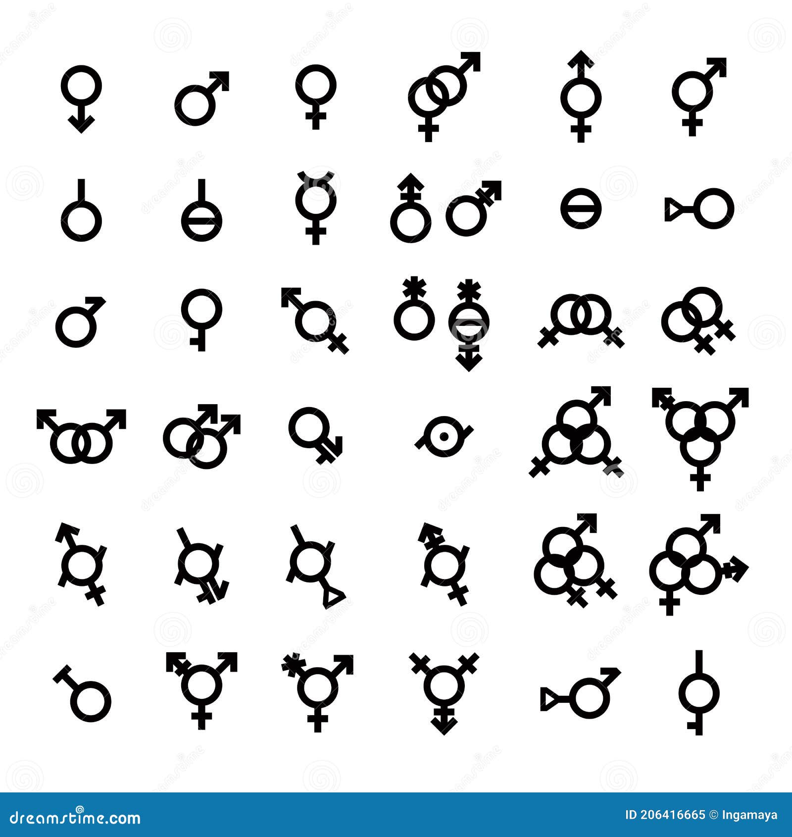 Vector Gender Symbol Set Sexual Human Identity Illustration Stock Vector Illustration Of