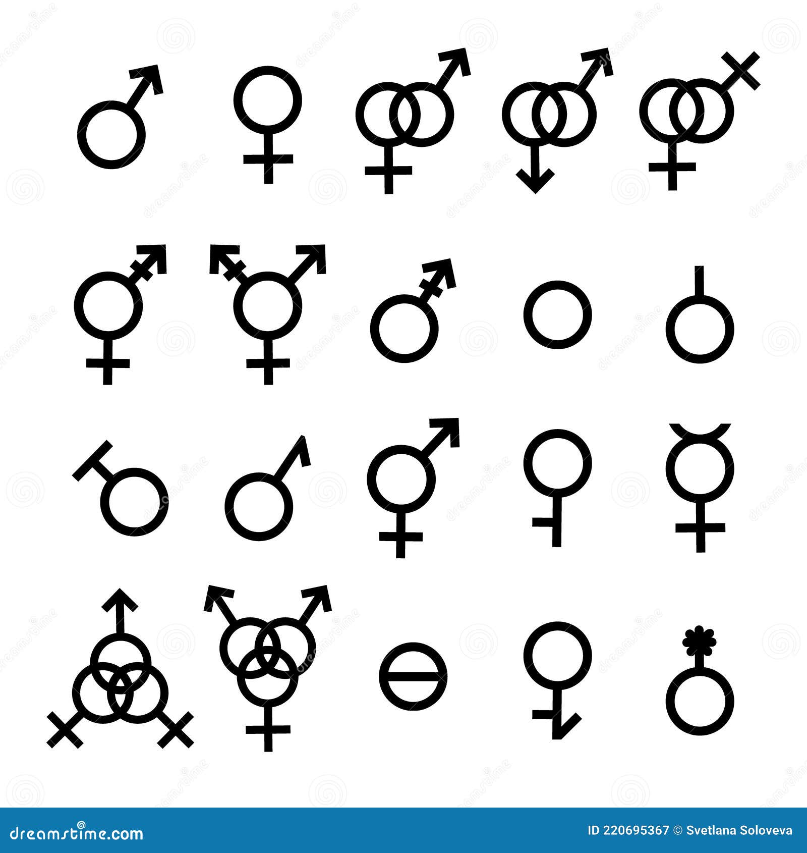 Vector Gender Symbols and Sexual Orientation Set Stock Vector -  Illustration of lesbian, bisexual: 220695367