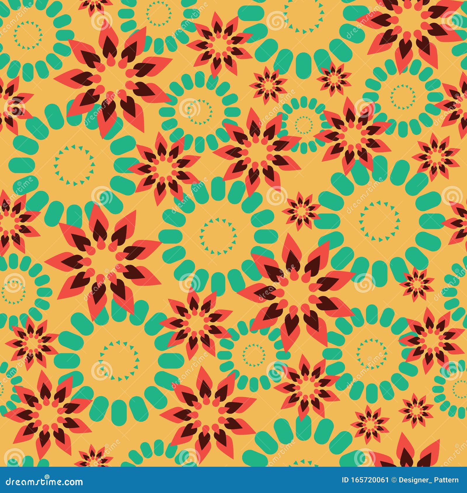 Geometric Flowers- 70's Vintage Wallpaper