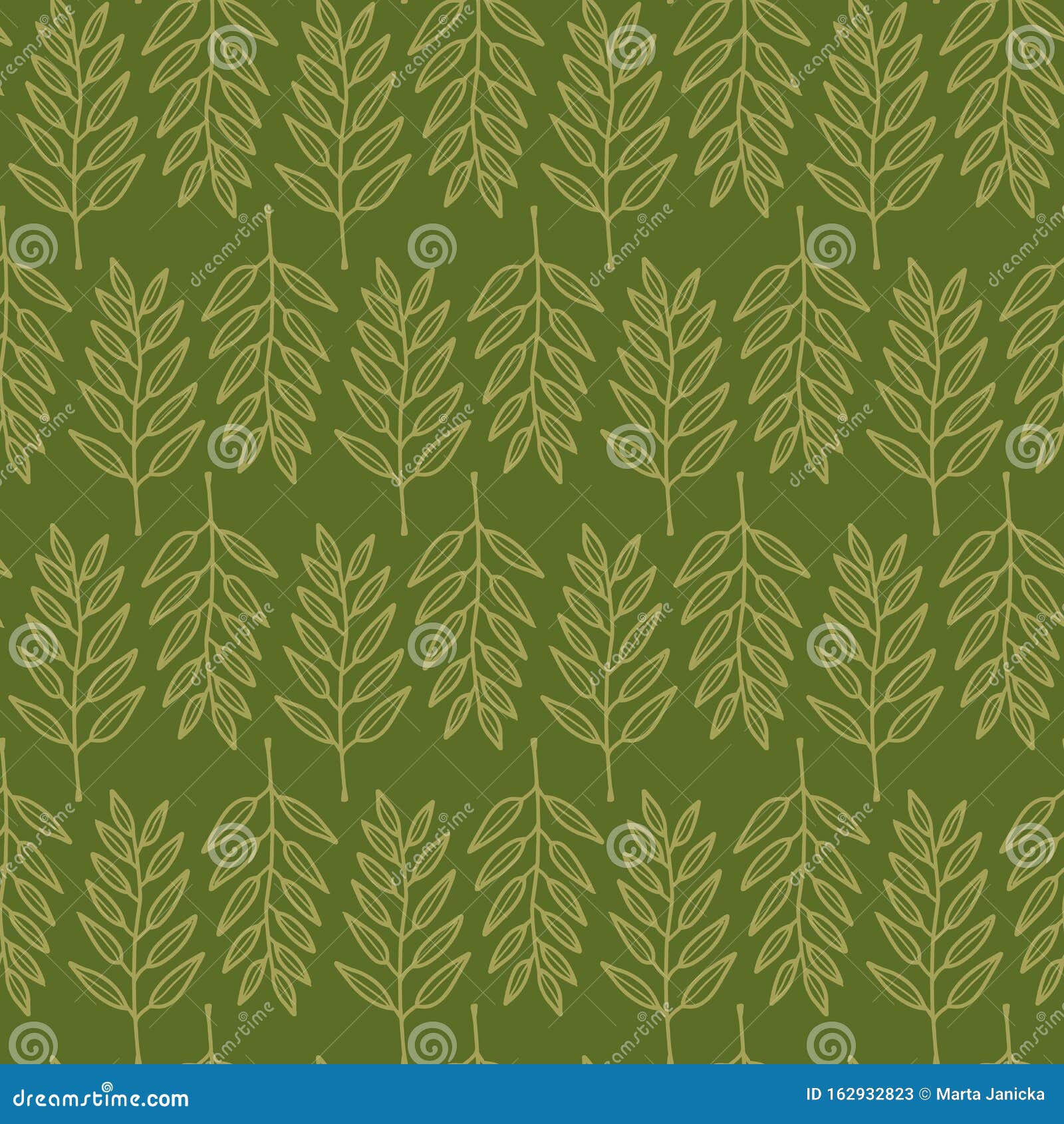 Vector Geometric Nature Seamless Pattern in Green Stock Vector