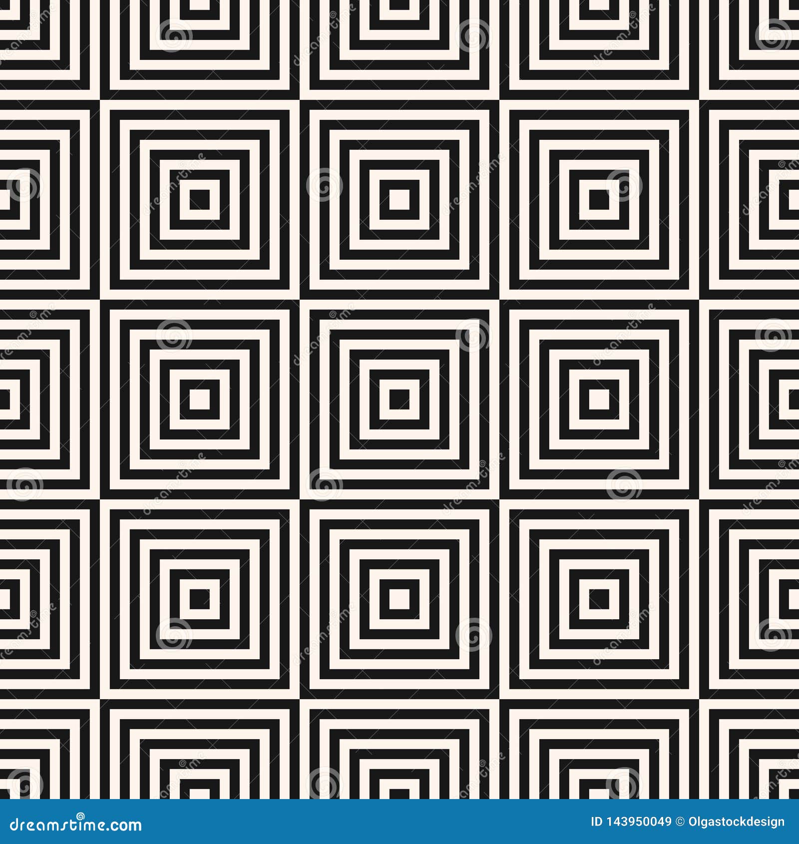 Vector Geometric Squares Seamless Pattern. Abstract Black and White