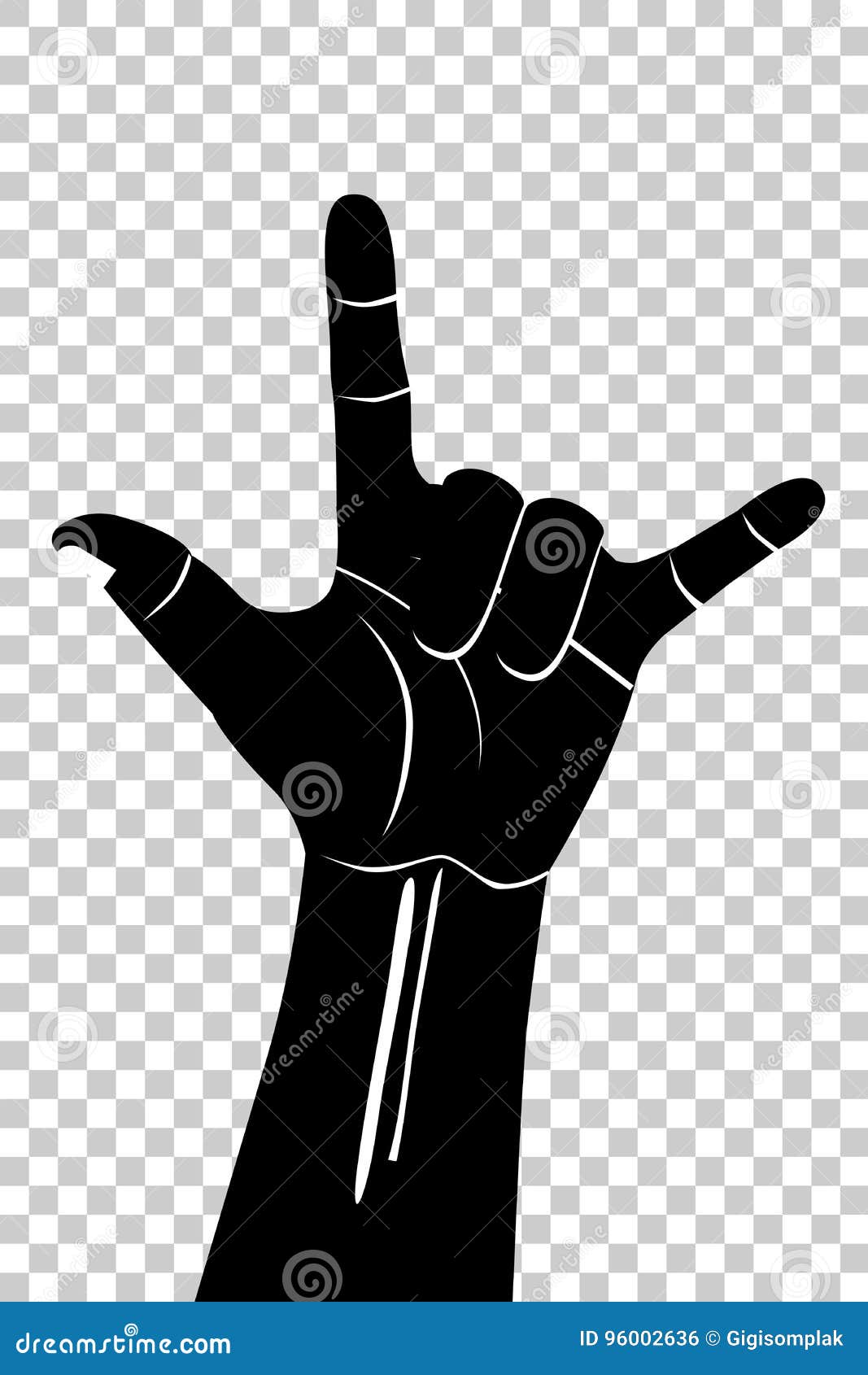 Gesture of Hand, Rock and Roll or Peace, at Transparent Effect