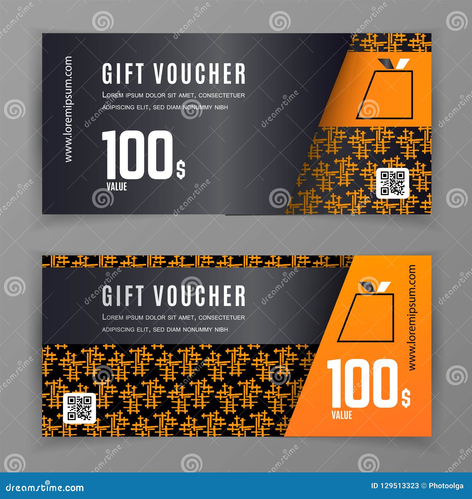 Vector Gift Voucher Template. Universal Flyer for Business. Black