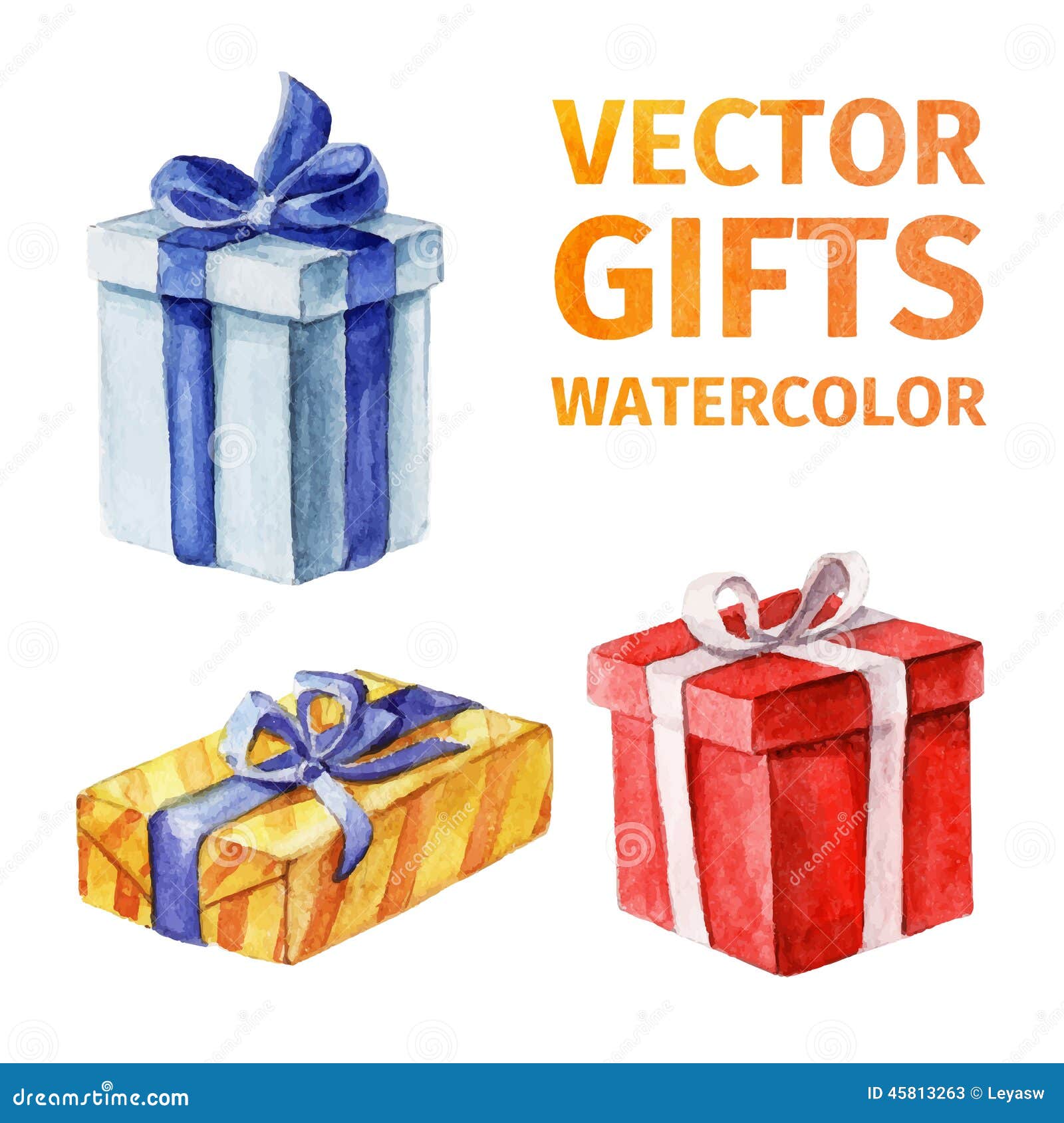 Vector Gifts. Watercolor 3. Stock Vector Illustration of painted