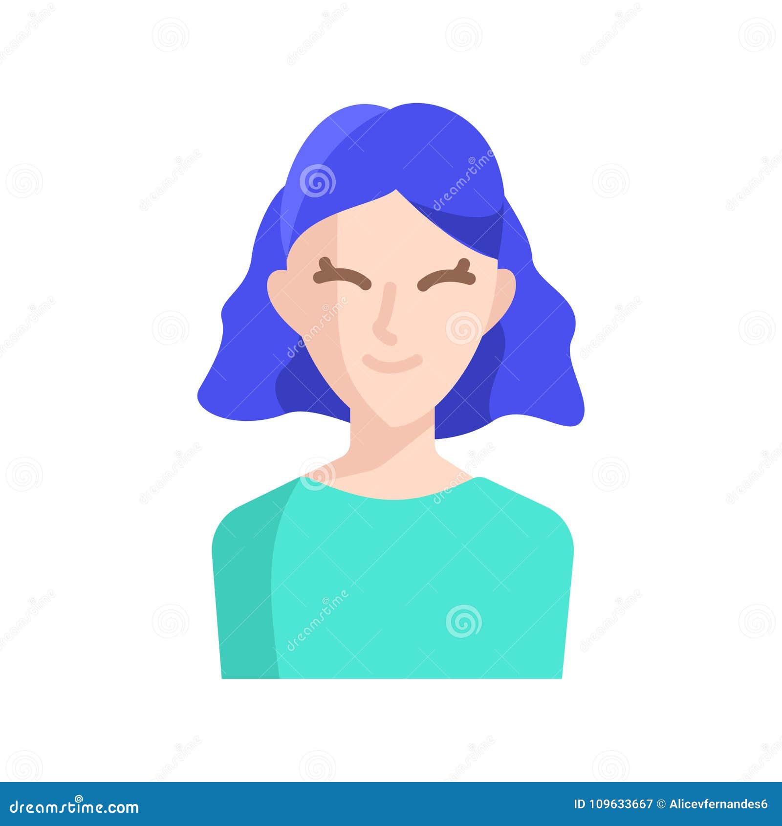 Blue hair vector girl stock illustration. Illustration of cute 109633667