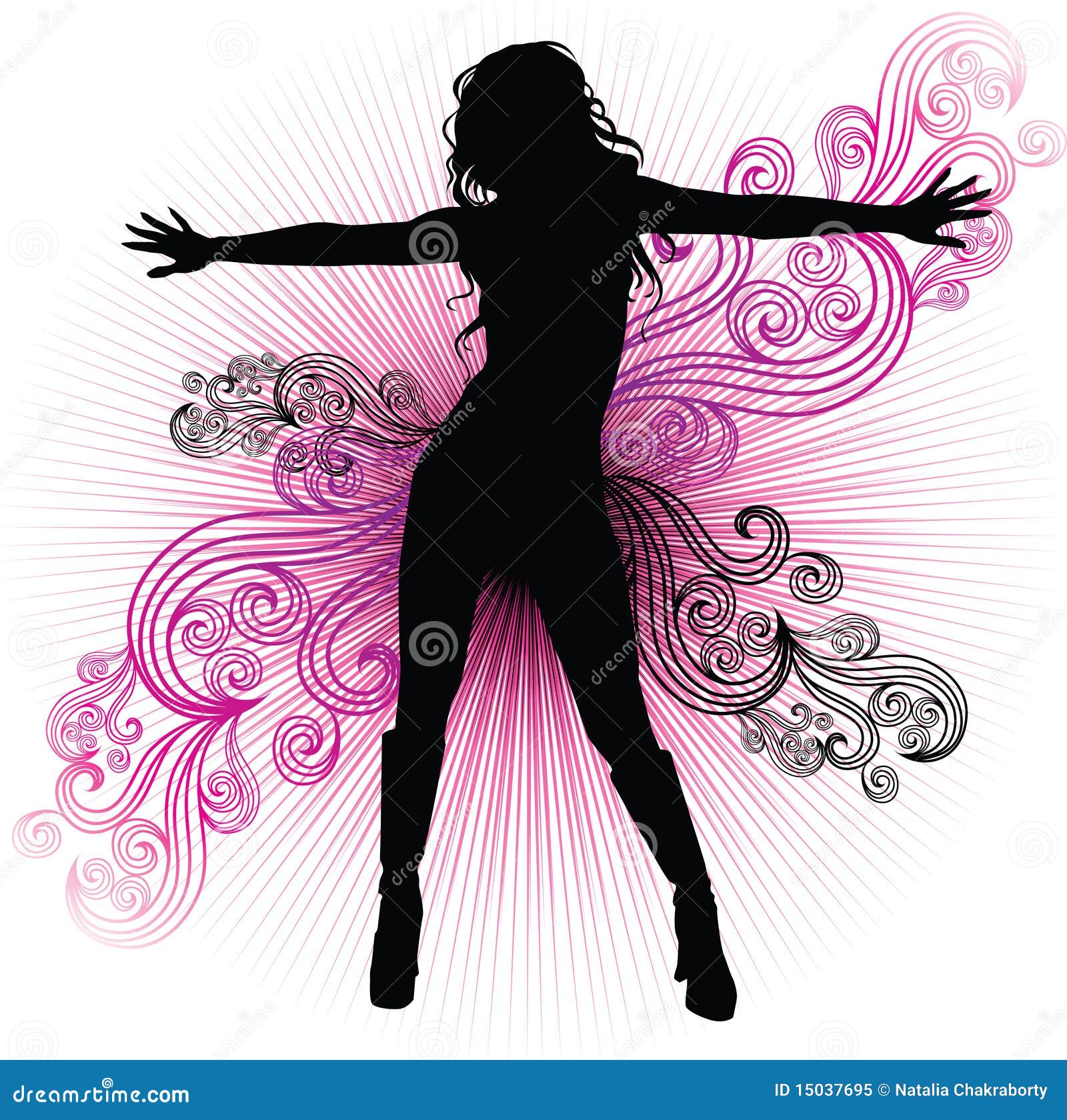 Vector Girl Dancing in Stock Vector Illustration of