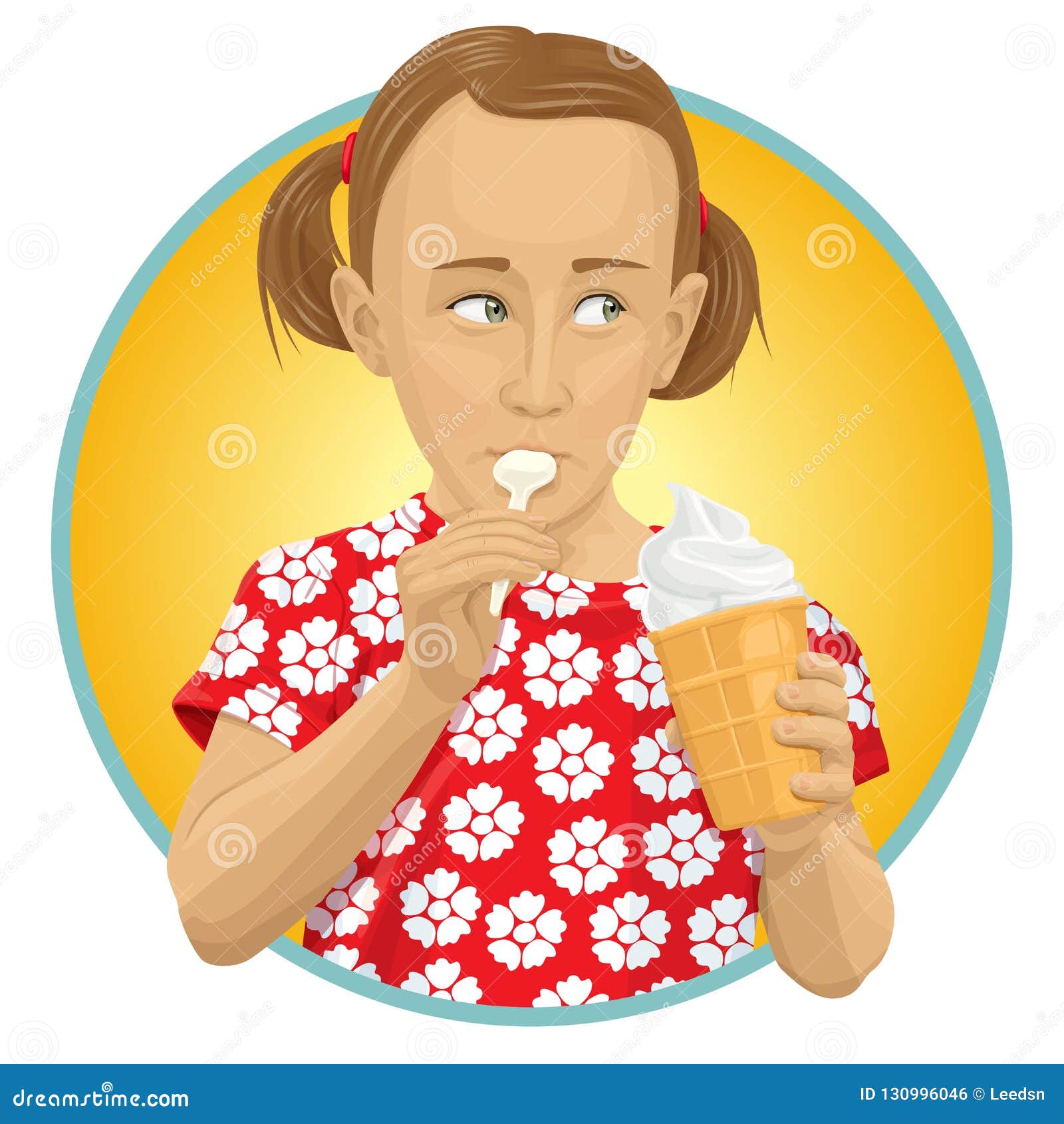 Vector Girl Eating Ice-cream Stock Vector - Illustration of people ...