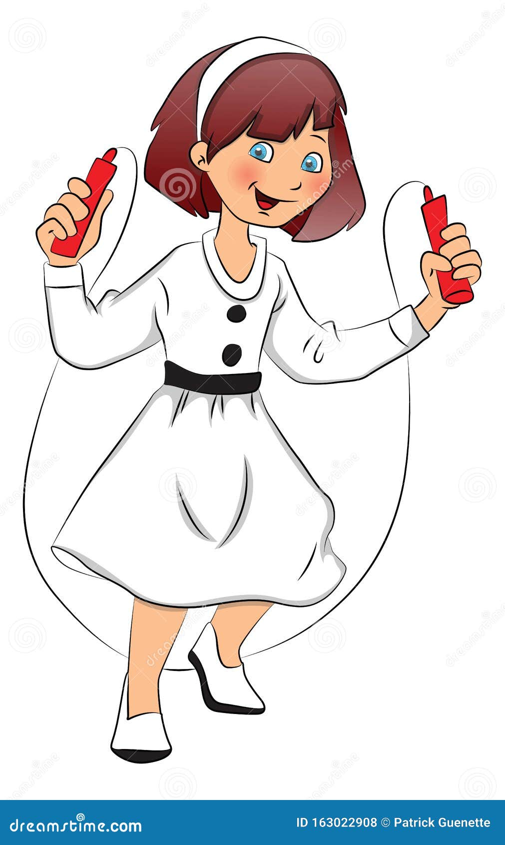 Vector of girl skipping stock vector. Illustration of training - 163022908
