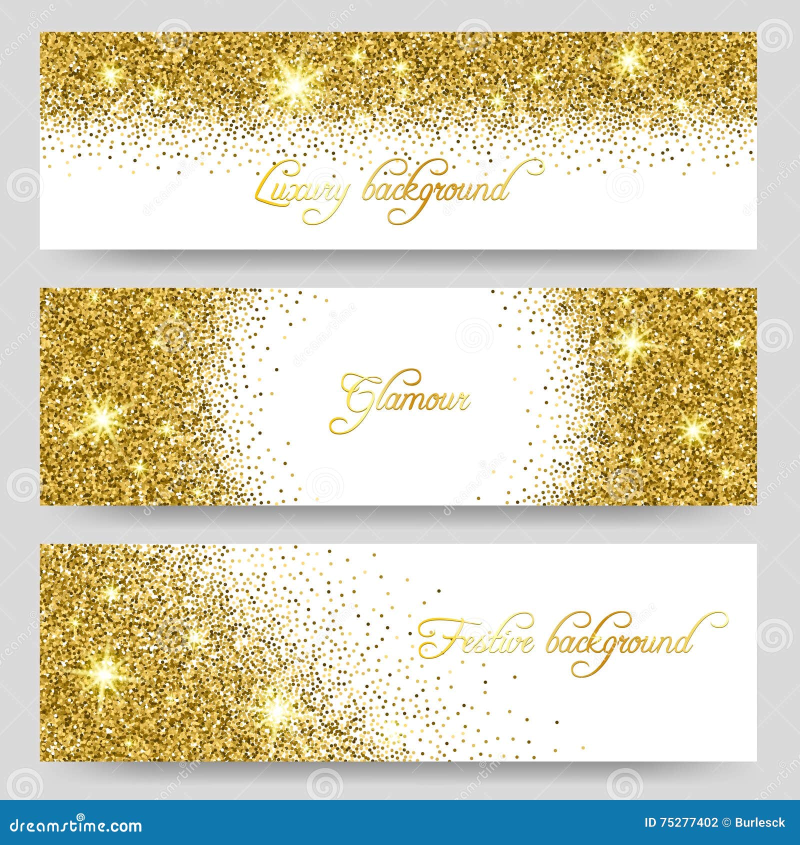 Vector Glitter Banners. Glittering Greeting Card Design Stock Vector