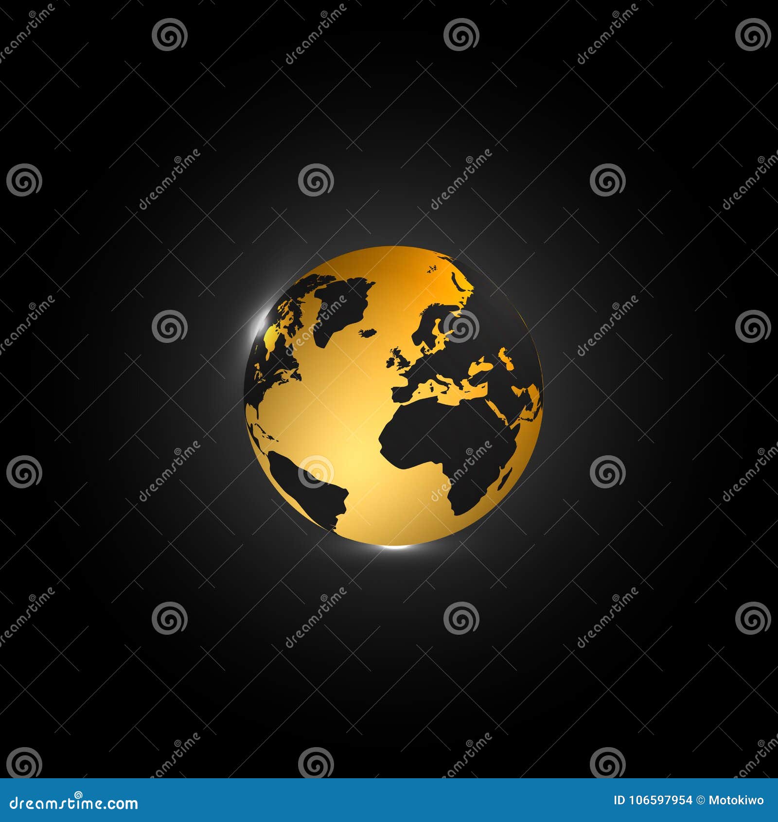 3d Gold Globe On Black Background. Stock Vector ...
