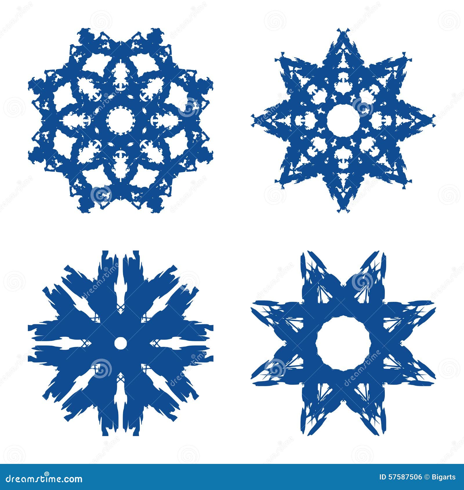 Vector Glossy Blue Snowflakes with Blue Color. Stock Vector ...