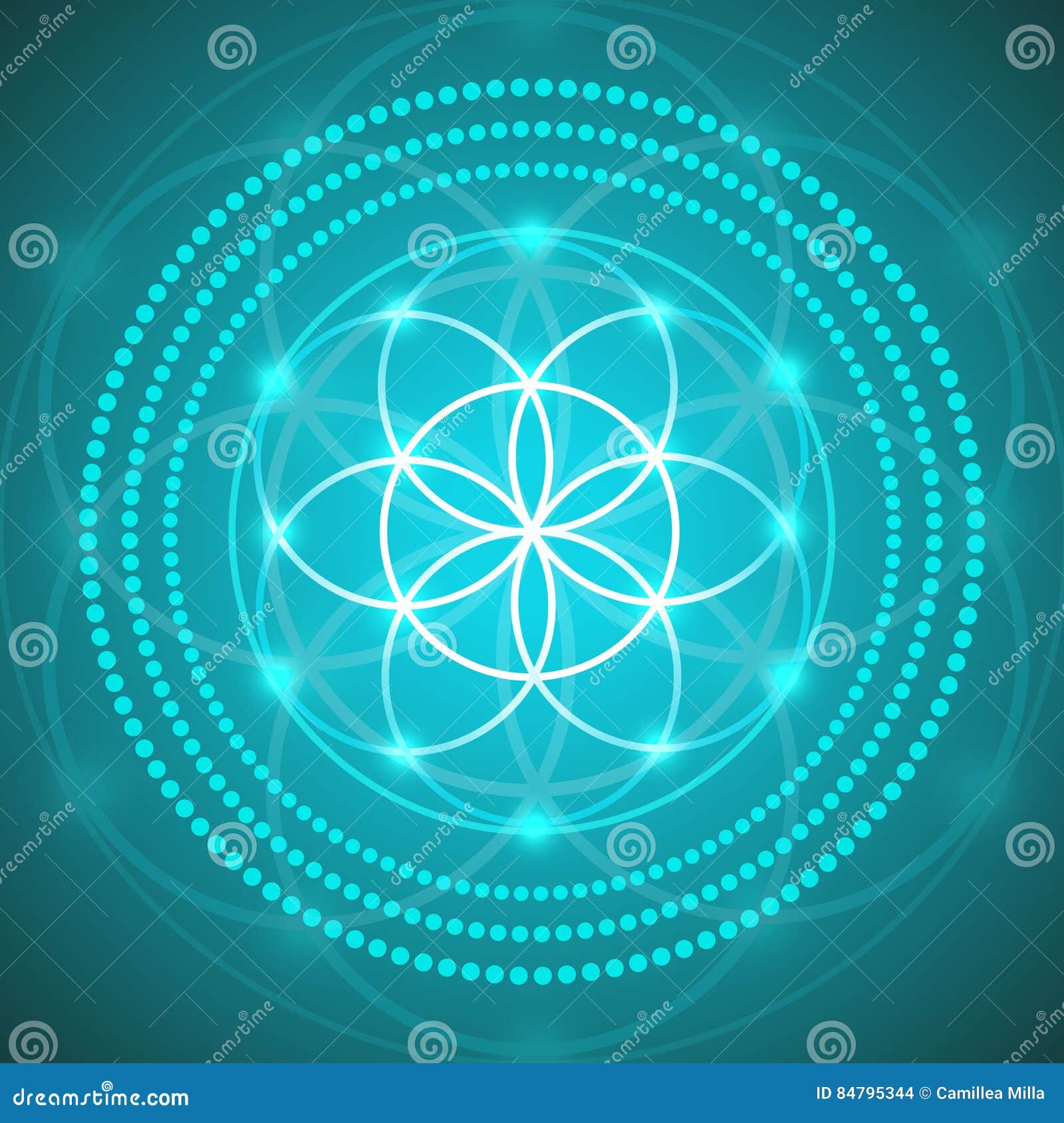 Vector Glowing Flower of Life Symbol Illustration Stock Vector