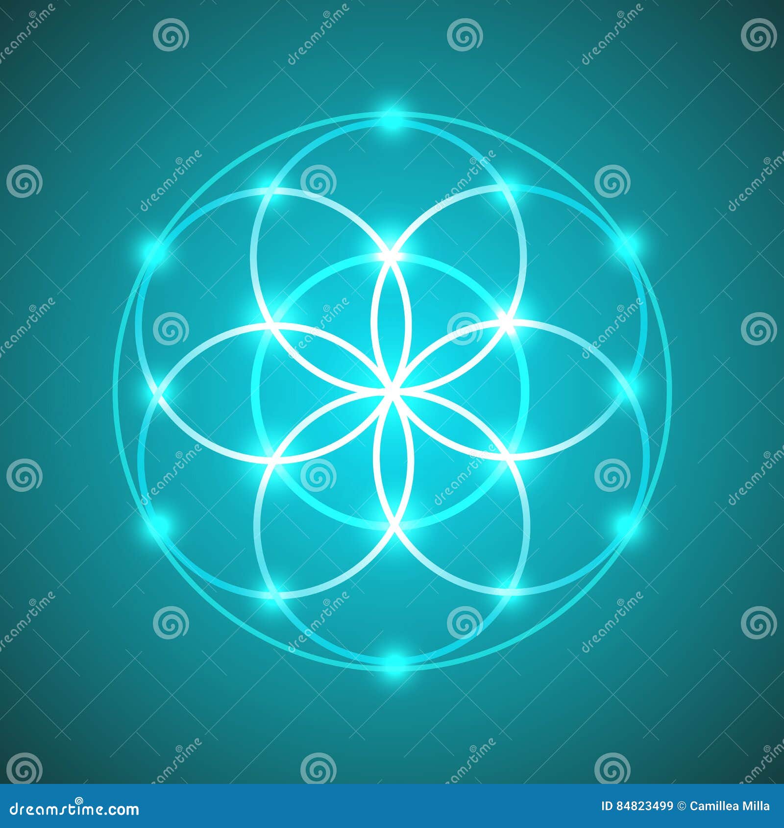 Vector Glowing Flower of Life Symbol Illustration Stock Vector