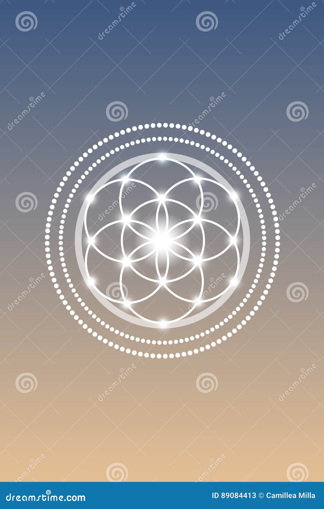 Vector Glowing Flower of Life Symbol Illustration Stock Vector