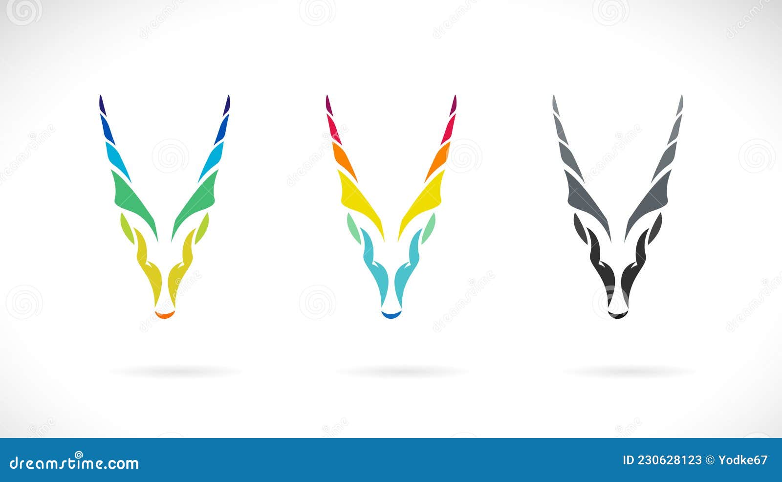  of goat head or goral  on white background. easy editable layered  . wild animals