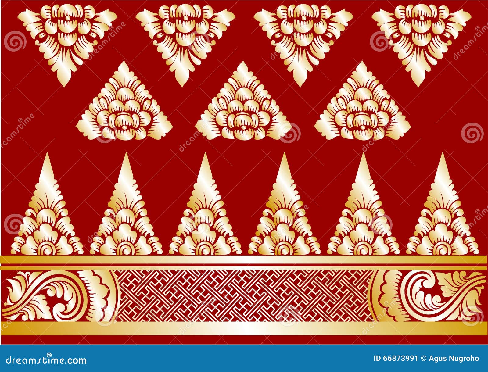 Vector Gold Balinese Ornaments Stock Image 66873991