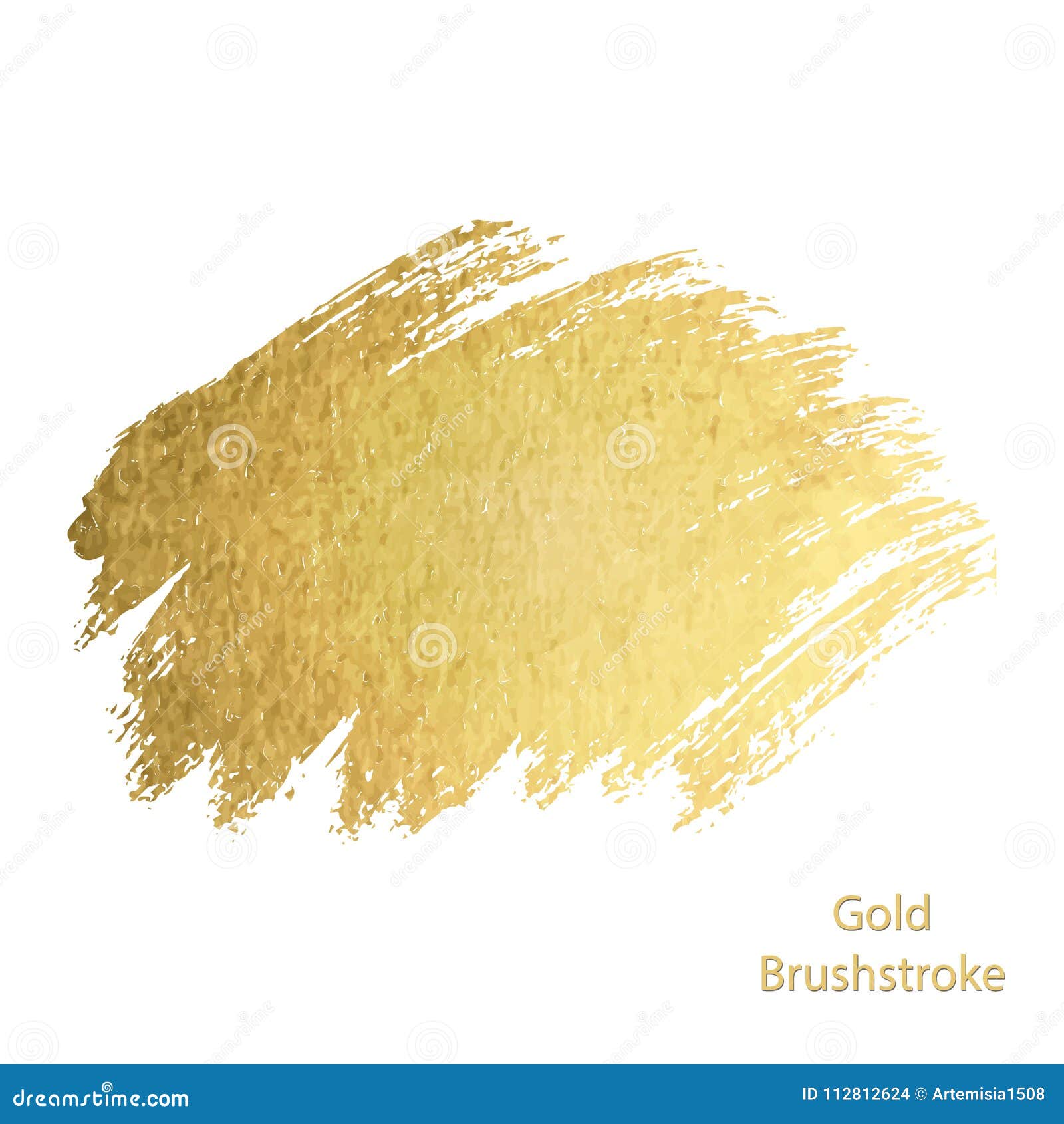 Real watercolor gold paint smear stroke stain. Abstract gold glittering  textured background. Stock Illustration