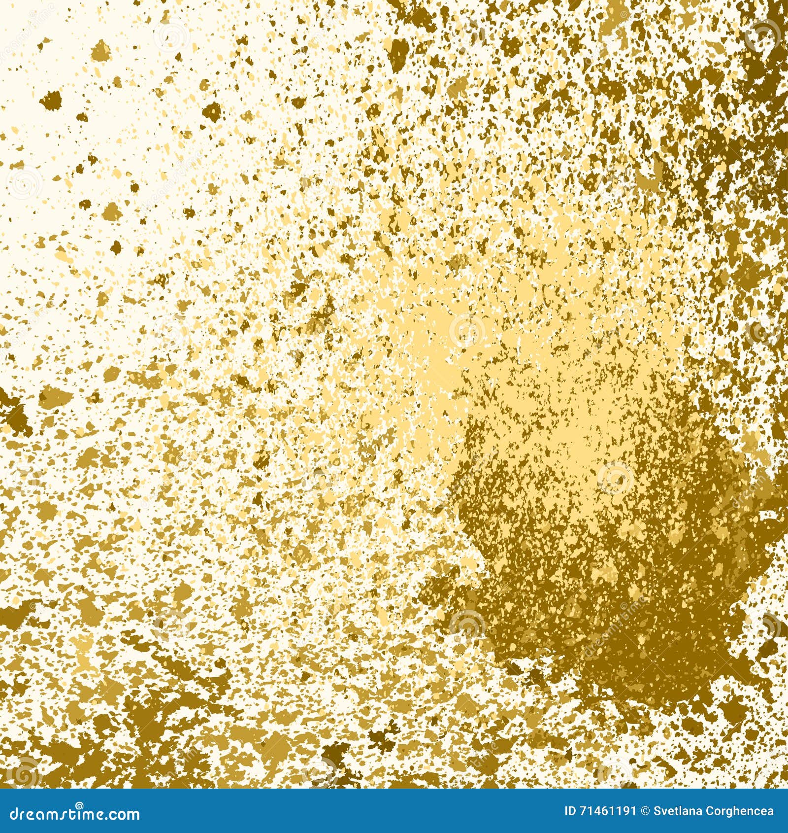 Vector Gold Paint Splash, Splatter, and Blob on White Background Stock