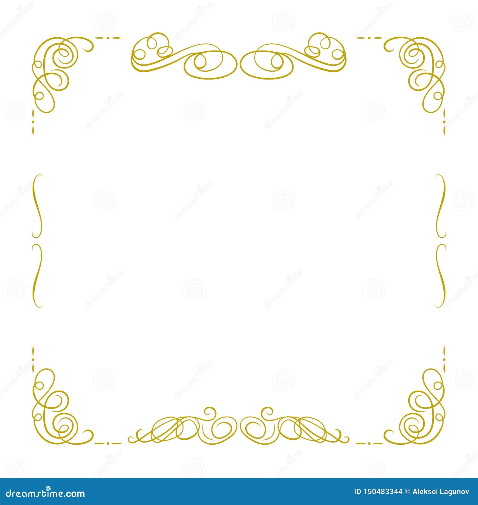 Download Vector Golden Calligraphic Frame, Filigree Square Border ...