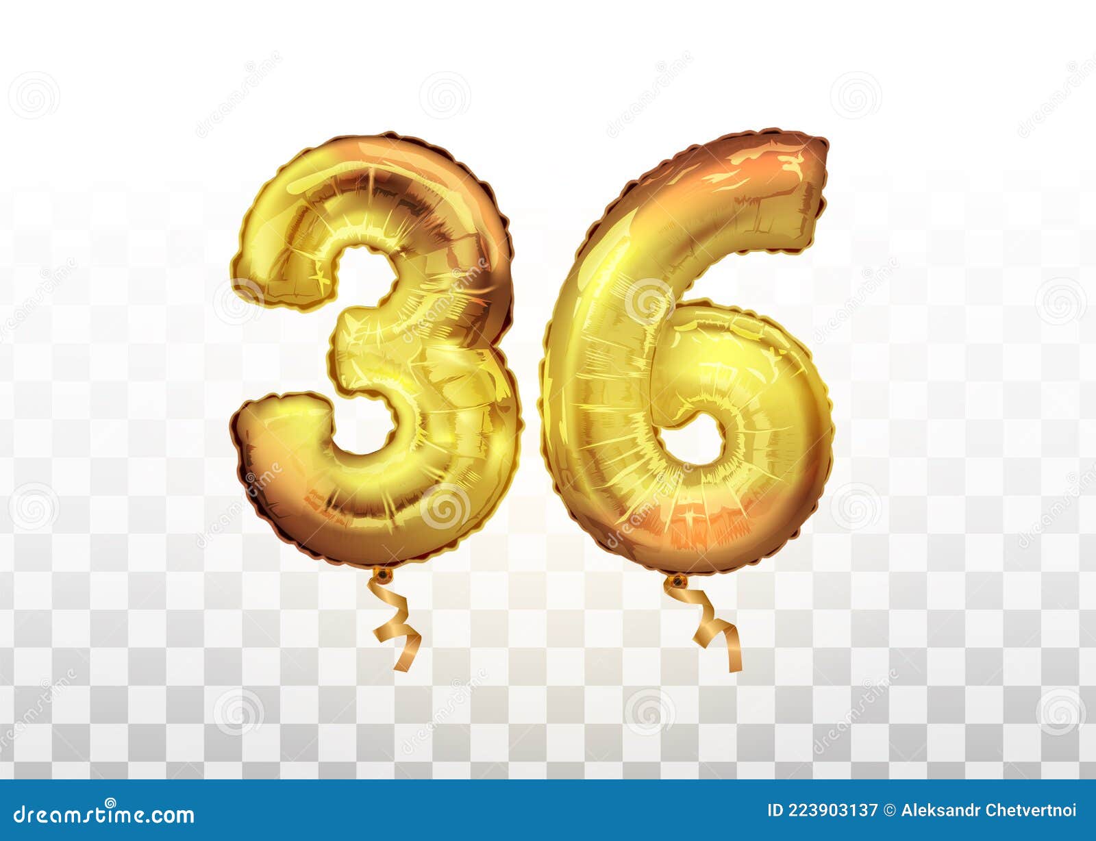Vector Golden Foil Number 36 Thirty Six Metallic Balloon. Party ...