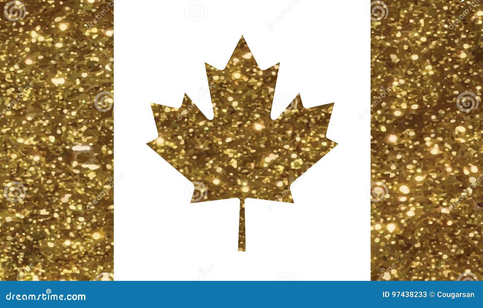 Vector Golden Glitter Canada Country Flag Icon Stock Vector
