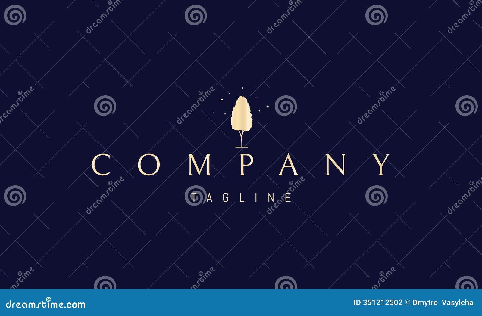  golden logo with an abstract image of a tree under the stars.