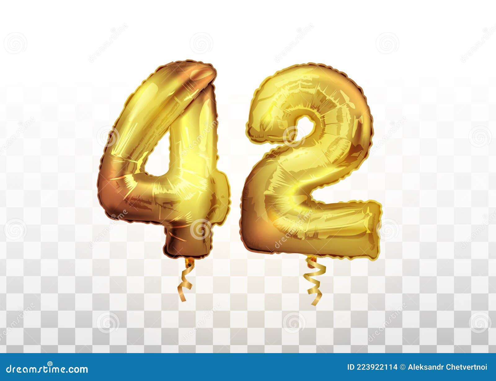 Vector Golden Foil 42 Number Forty-two Metallic Balloon. Party ...