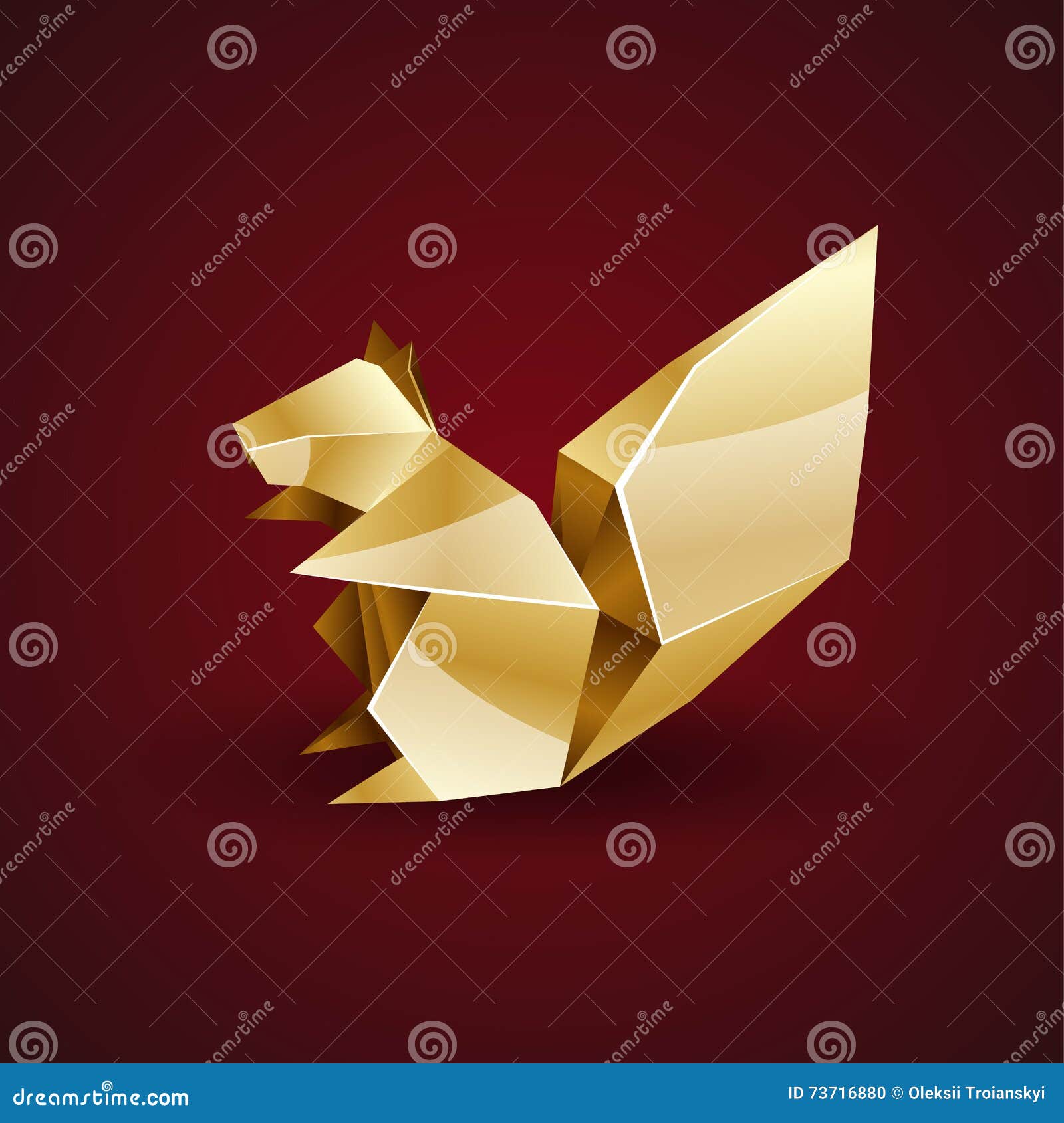 Полигональная белка. Оригами золотой. Оригами белка. Белка оригами вектор