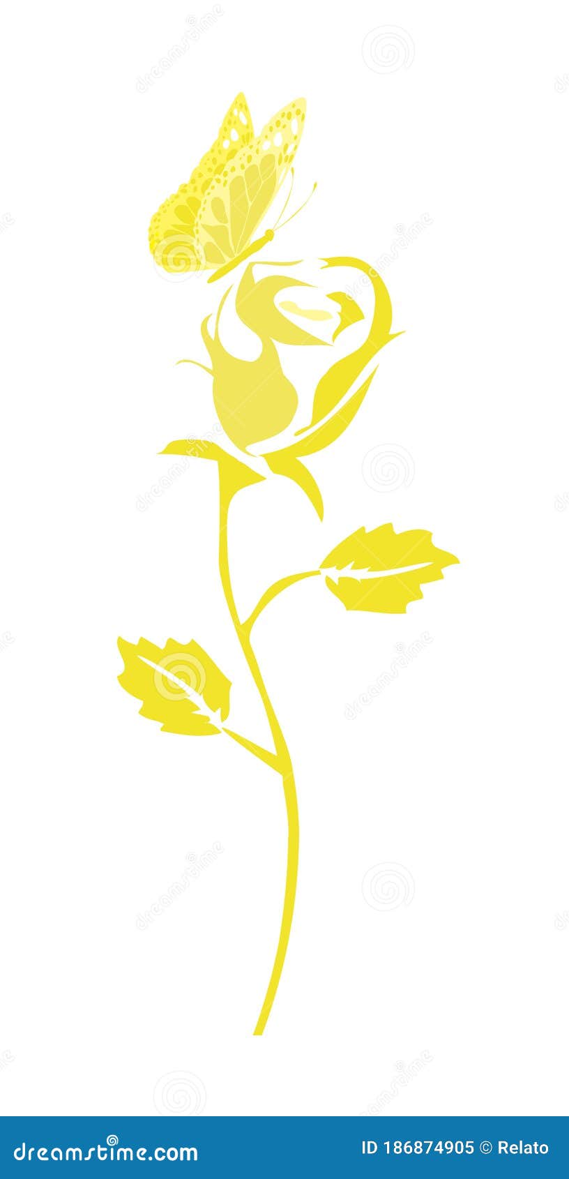 Download Vector Golden Rose And Butterfly. Stock Vector ...