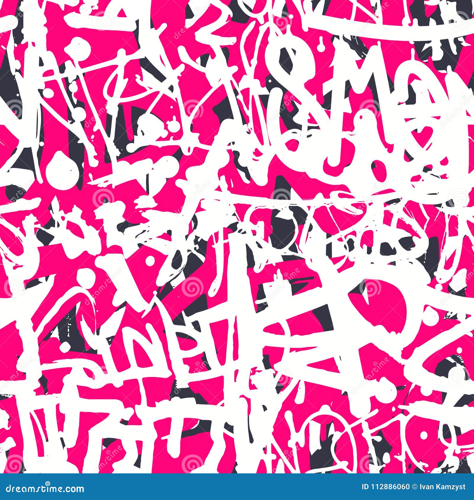 Vector Graffiti Seamless Pattern With Abstract Colorful Bright T Stock Vector Illustration Of Fabric Modern 112886060