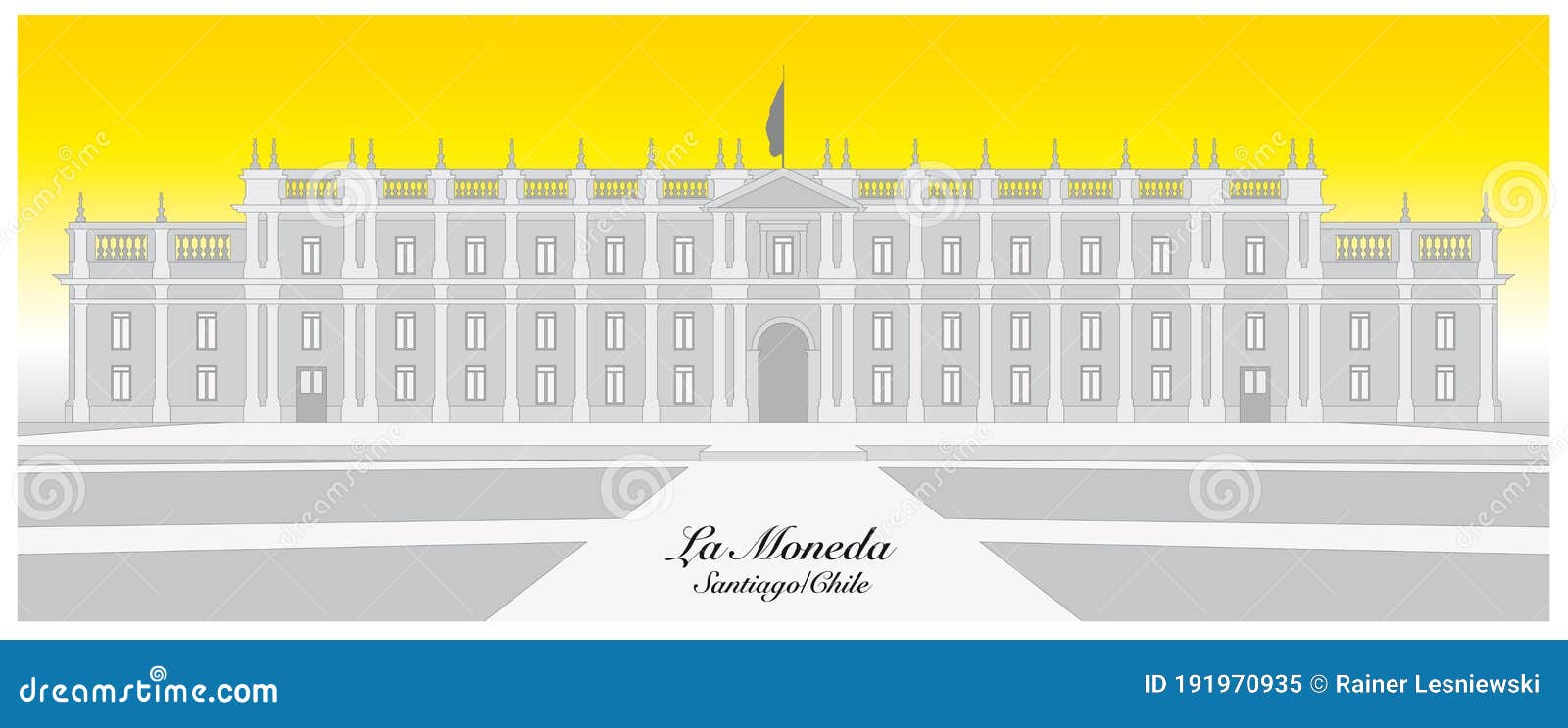  graphic of the chilean presidential palace la moneda in santiago, chile