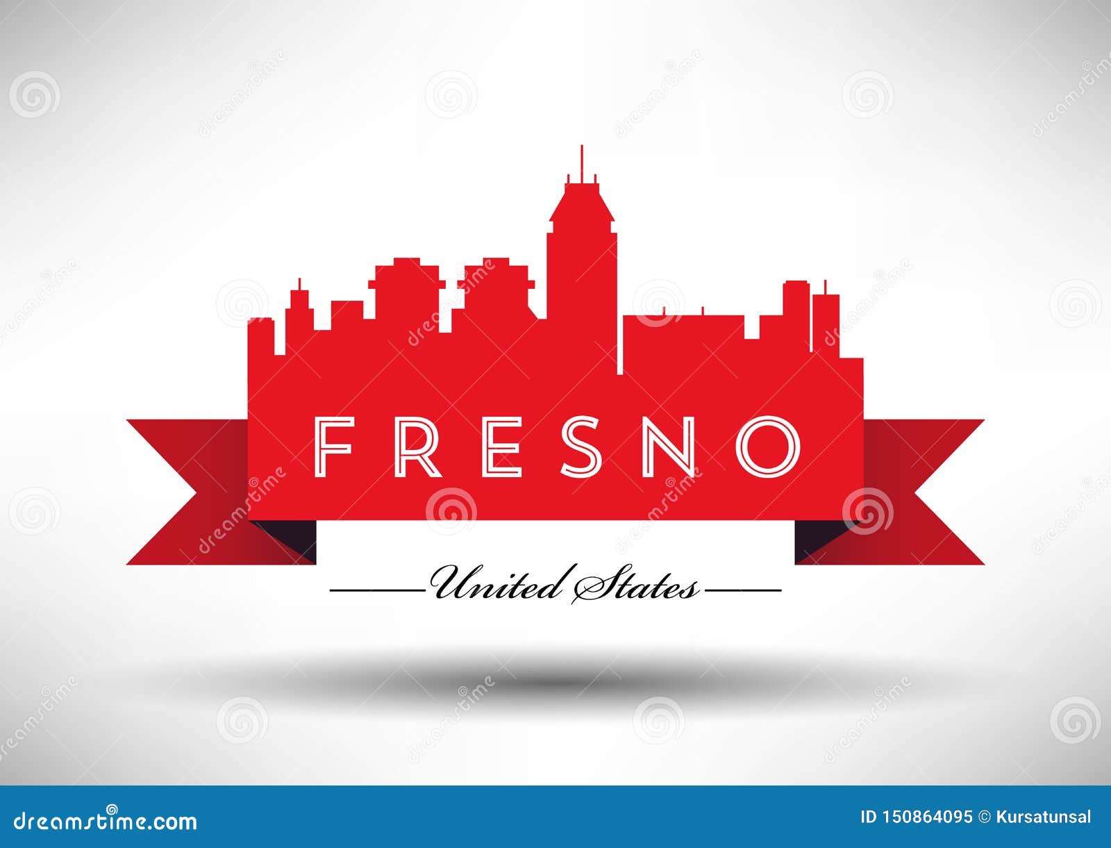 Vector Graphic Design of Fresno City Skyline Stock Illustration