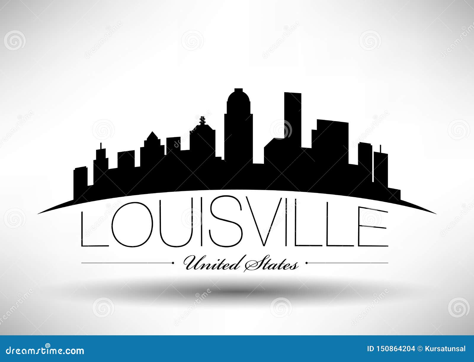 Louisville City Skyline Black And White Silhouette. Vector Illustration